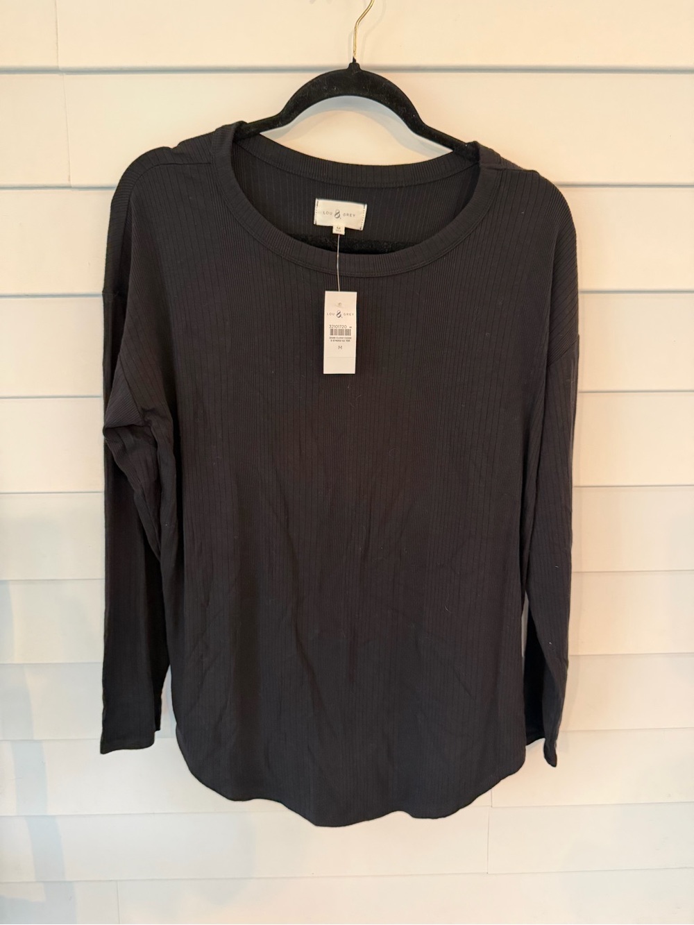 Lou & Grey Black Ribbed Long Sleeve Tee